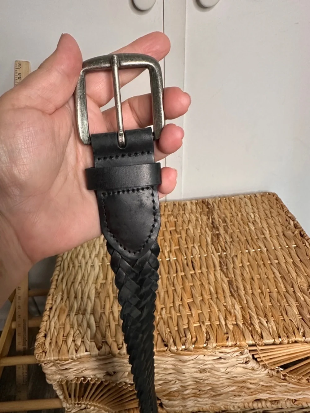 Black Genuine Leather Braided Men’s Belt - Picture 2 of 6